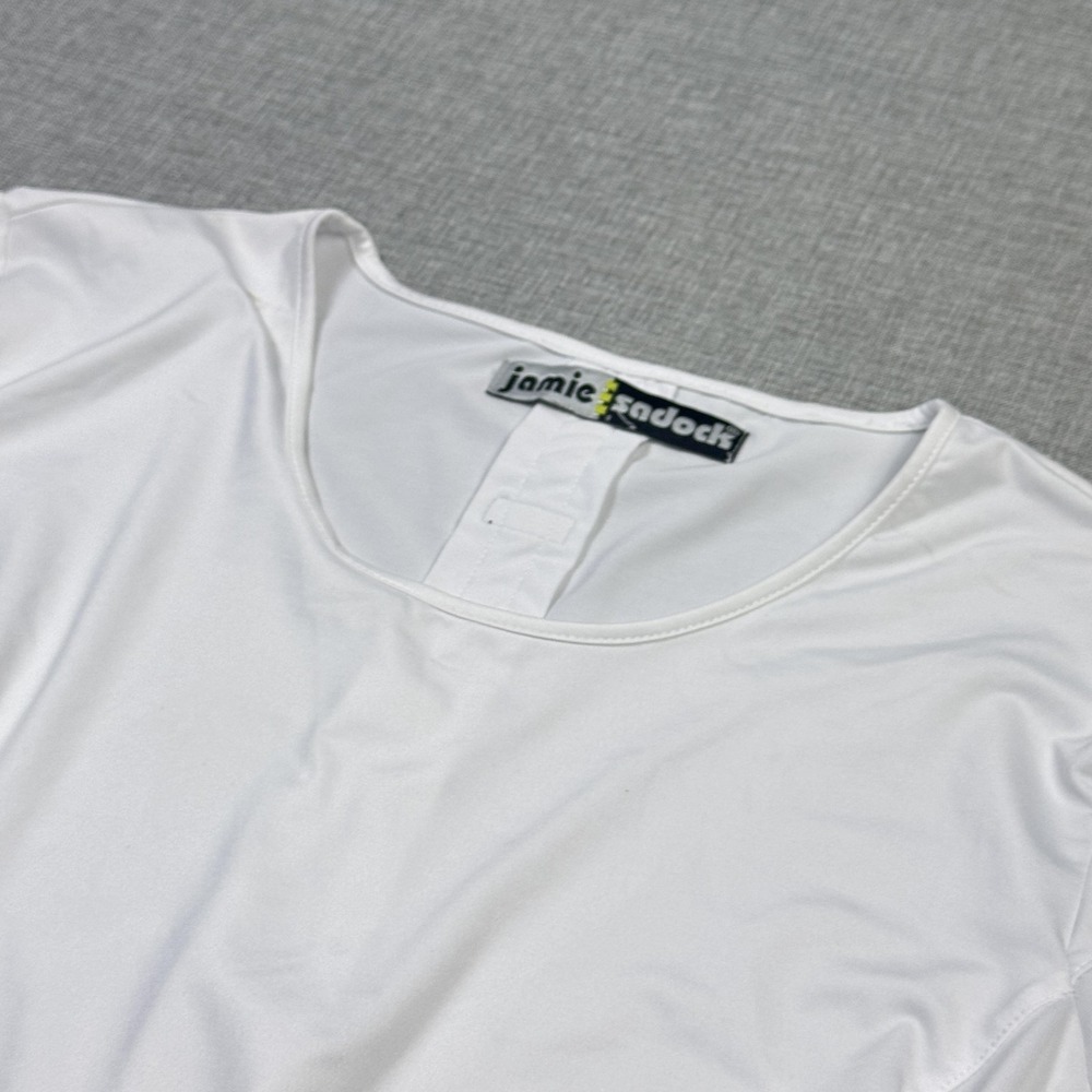 Jamie Sadock T-Shirt Womens Large White Short‎ Sleeve Polyester Spandex